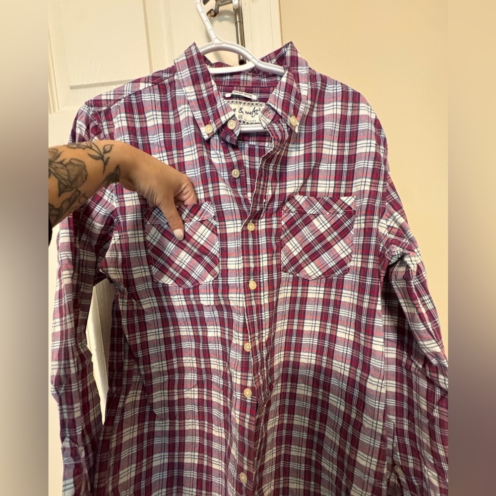 Warp + Weft Red and Blue Plaid Shirt - Picture 3 of 5